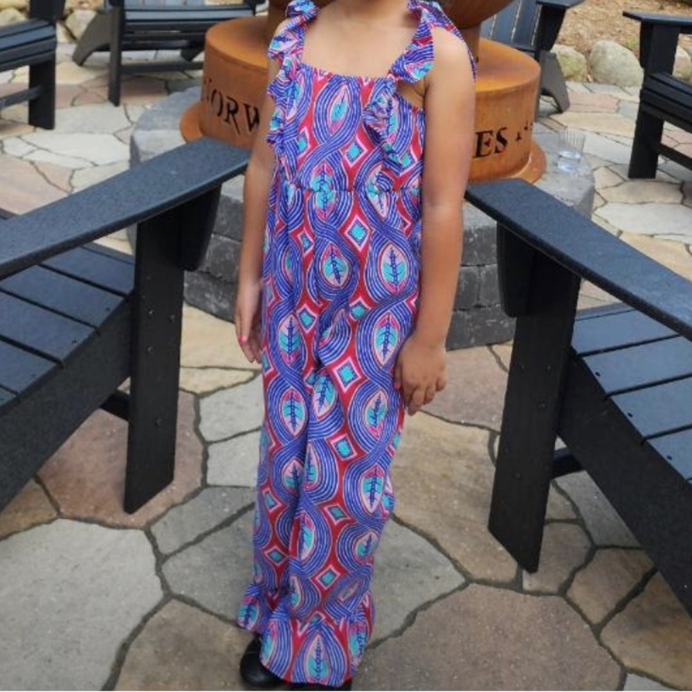 GENUINE KIDS by OSHKOSH UGC Girls Size 5t Purple Red Blue Sleeveless Romper leaf - Picture 12 of 12